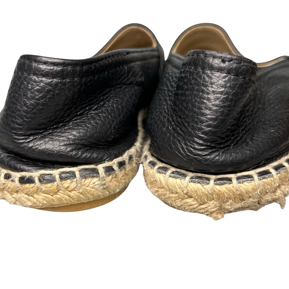 Maypol Espadrille Leather Flats Sz 38 Fits Like US 9 Black Slip On Anthropologie - Picture 7 of 8